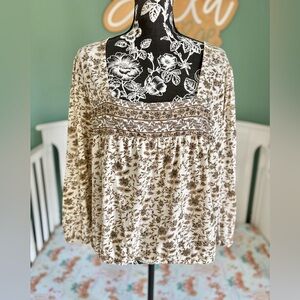 Lucky brand XL floral cotton top